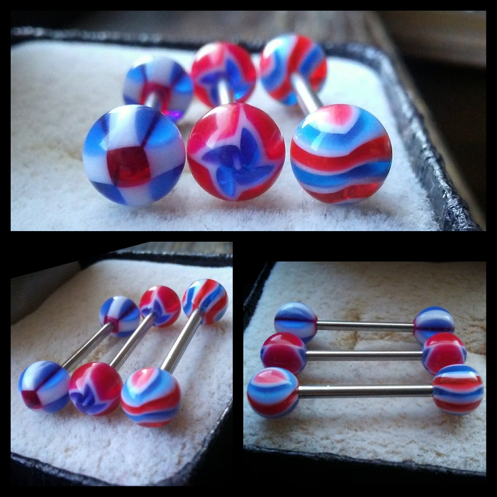 415 Lot Of 3 Stainless Barbell Lot Piercing Body Jewelry